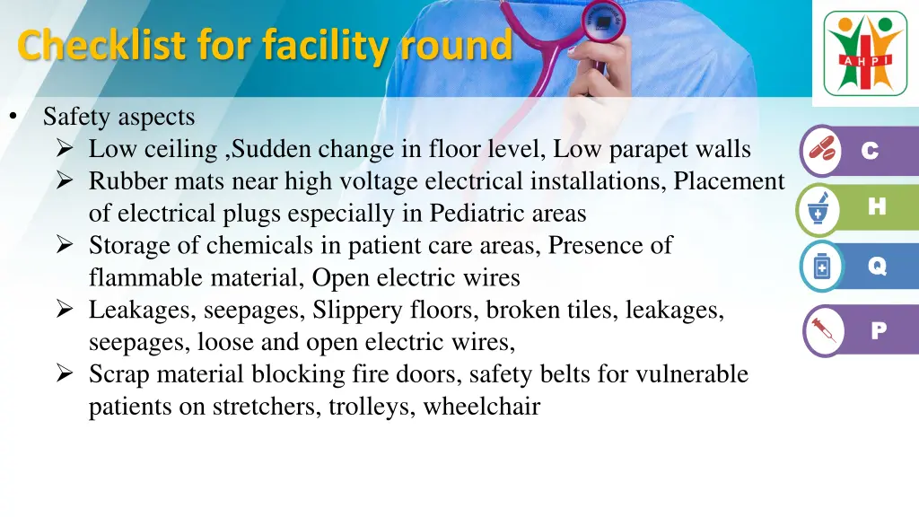 checklist for facility round 1