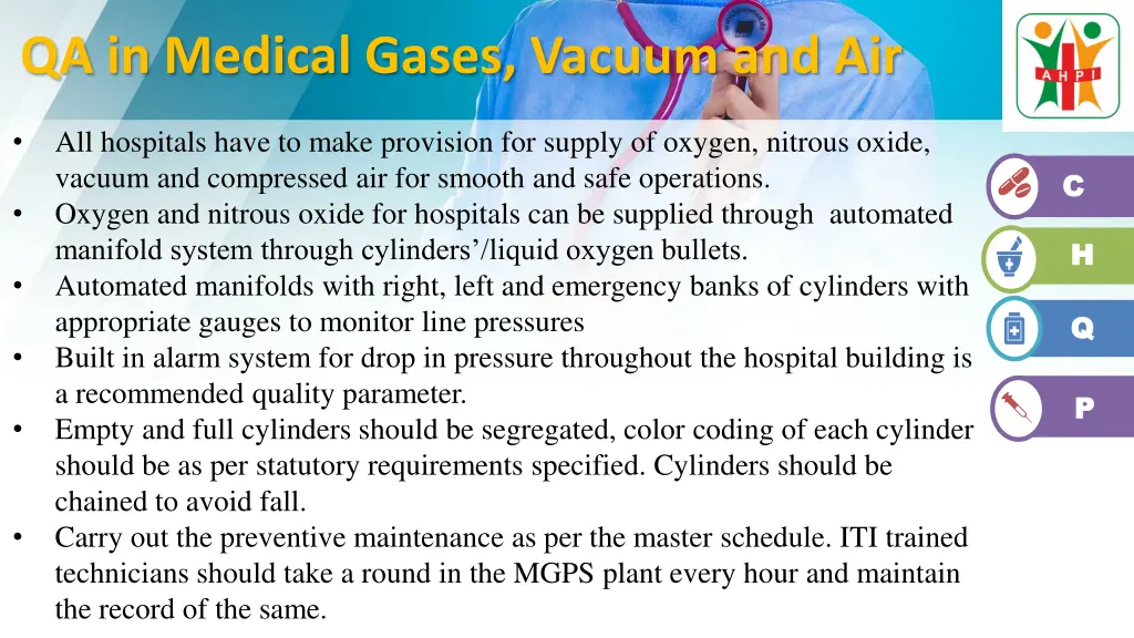 qa in medical gases vacuum and air