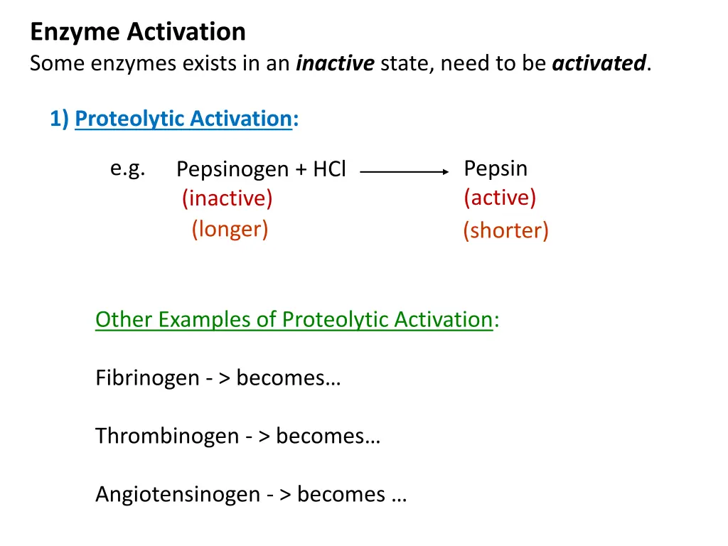 enzyme activation some enzymes exists