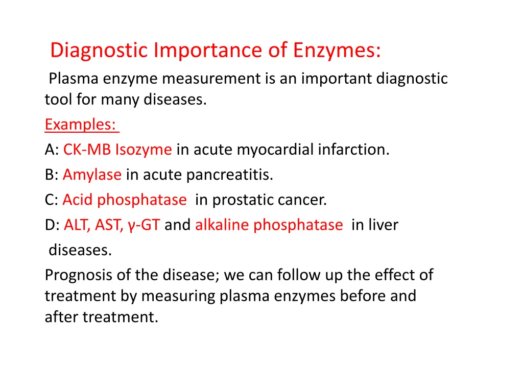 diagnostic importance of enzymes plasma enzyme