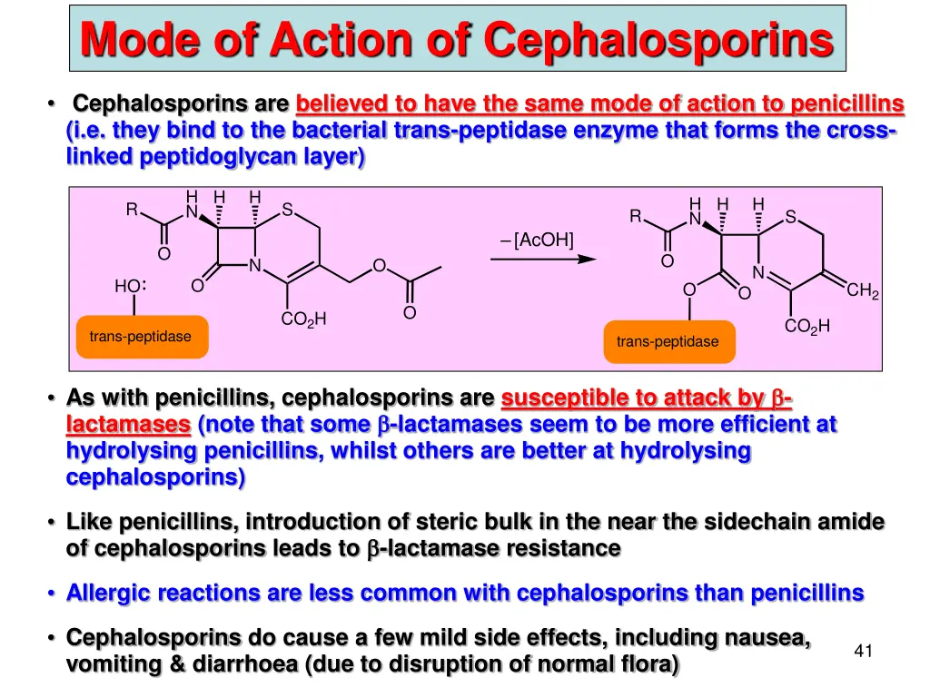 mode of action of cephalosporins
