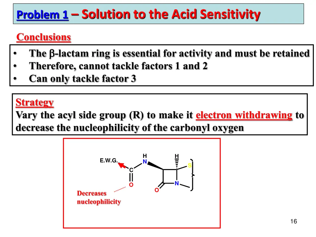 problem 1 solution to the acid sensitivity