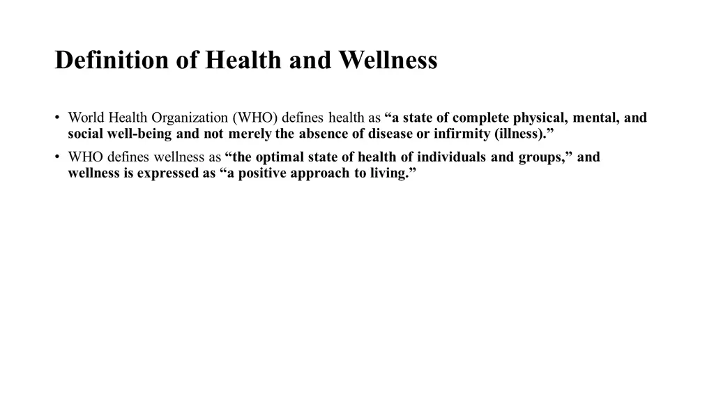 definition of health and wellness