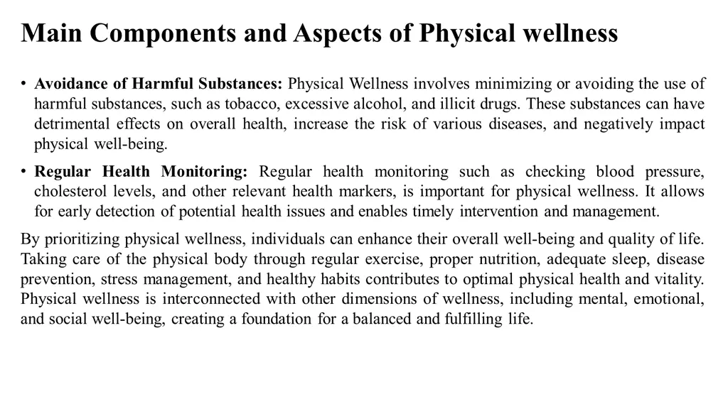 main components and aspects of physical wellness