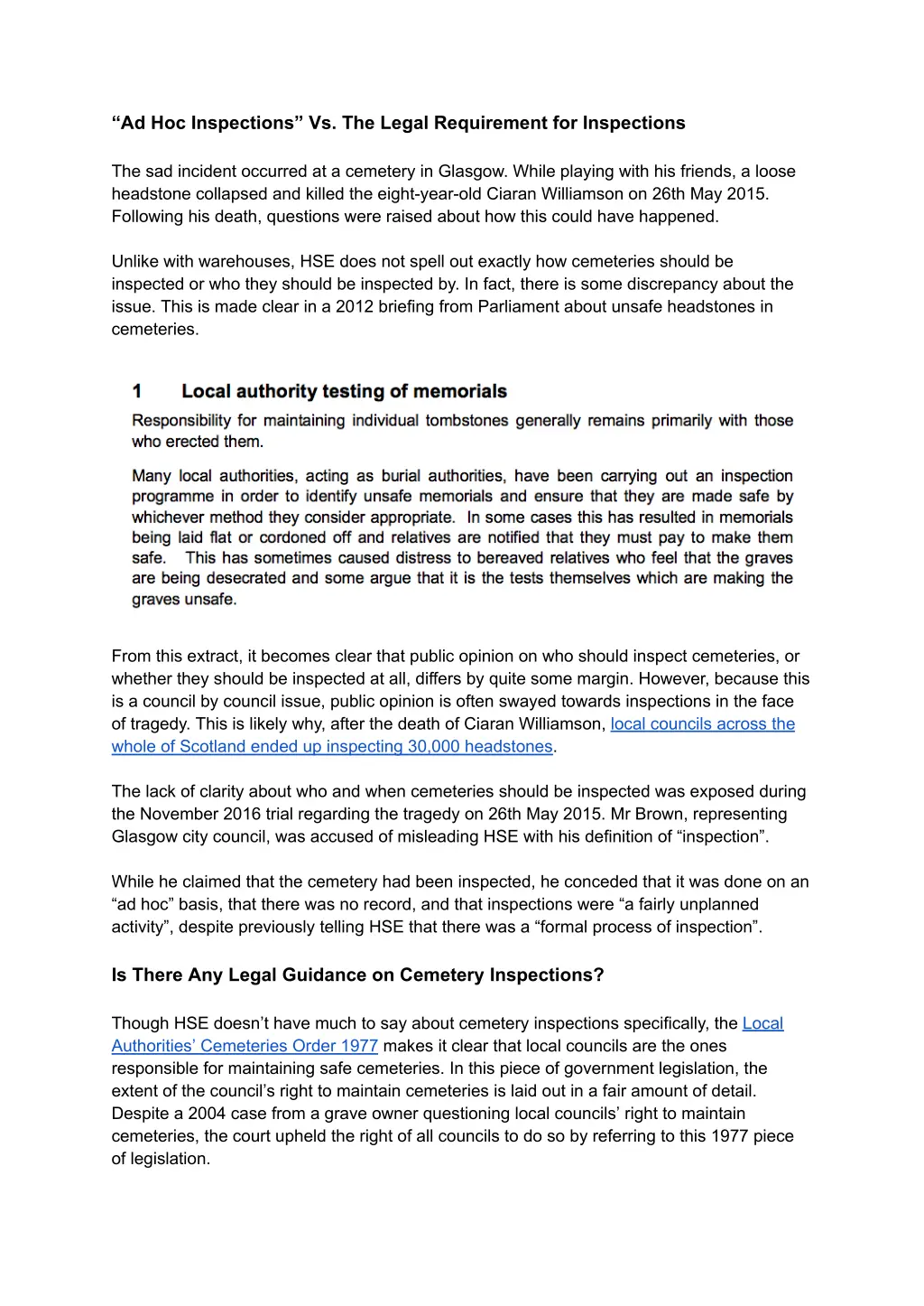 ad hoc inspections vs the legal requirement