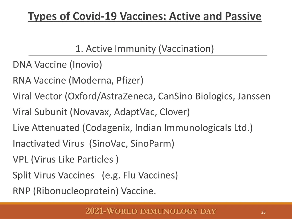 types of covid 19 vaccines active and passive