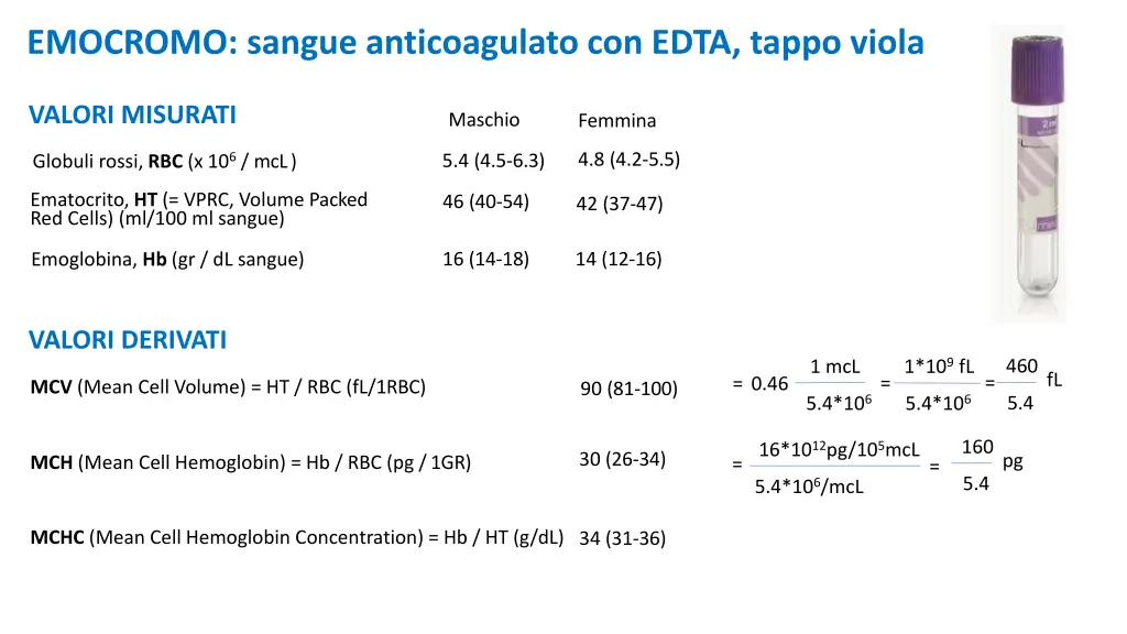 emocromo sangue anticoagulato con edta tappo viola