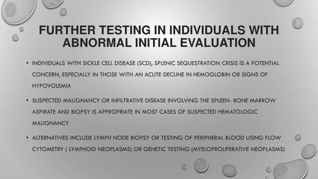 further testing in individuals with abnormal