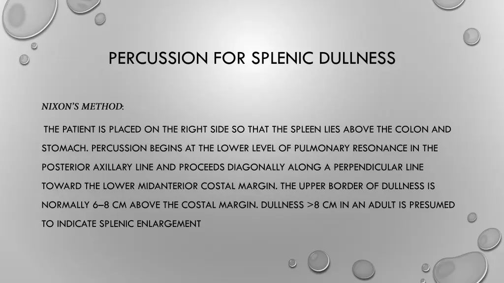 percussion for splenic dullness