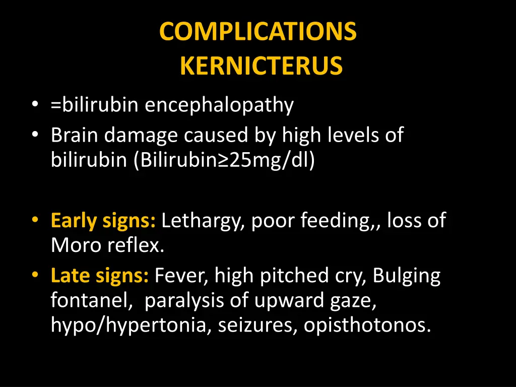 complications kernicterus