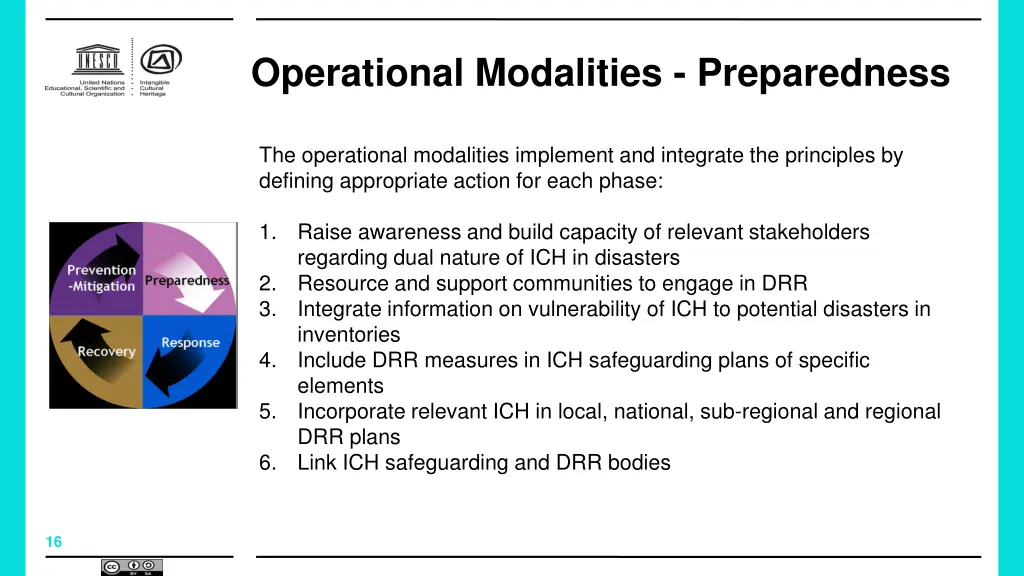 operational modalities preparedness