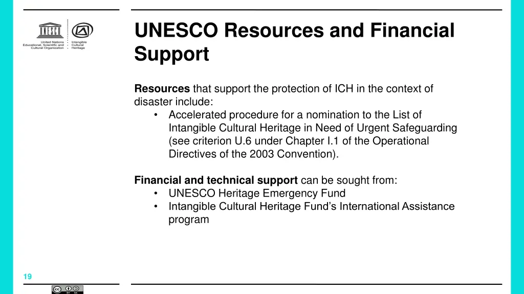 unesco resources and financial support