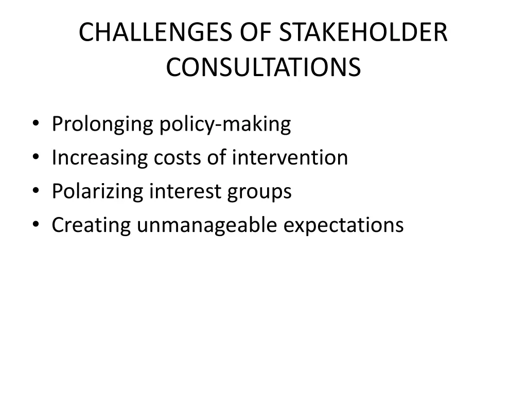 challenges of stakeholder consultations