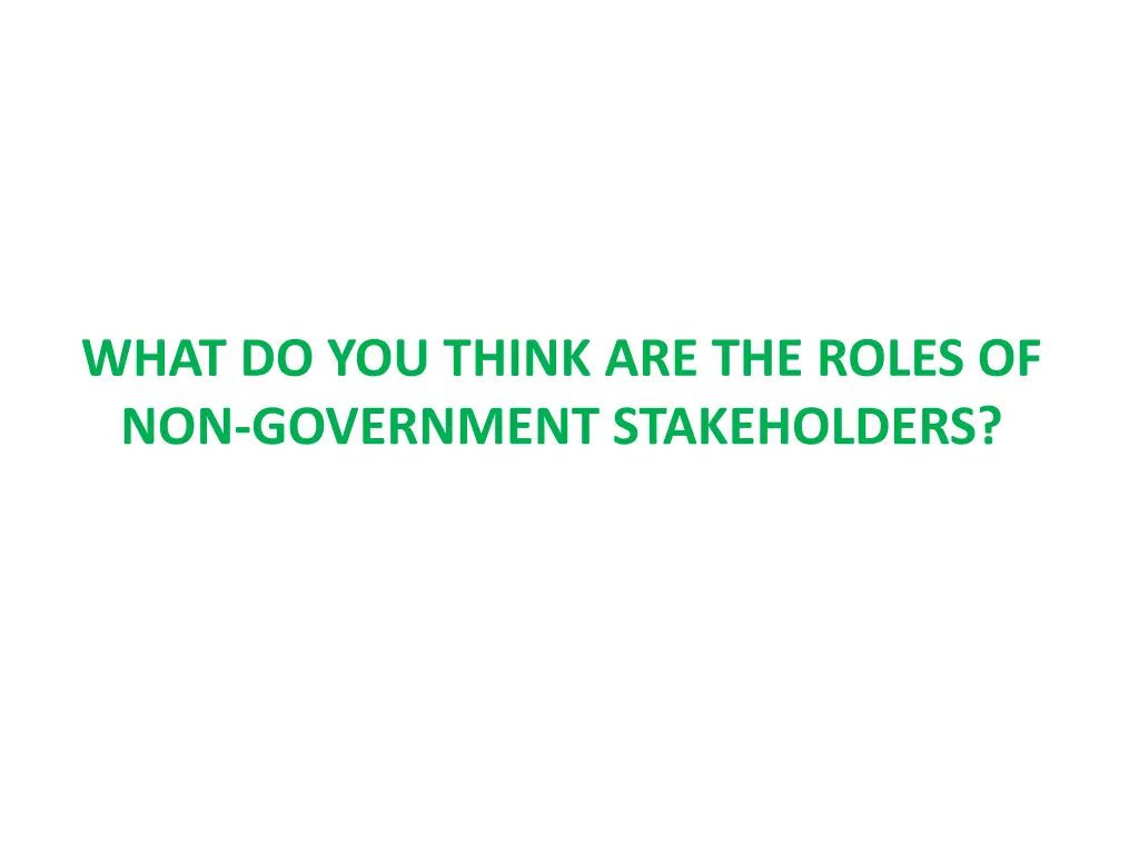 what do you think are the roles of non government