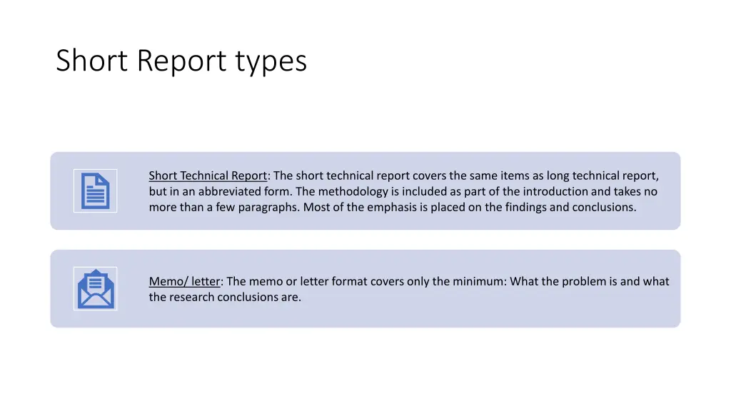 short report types