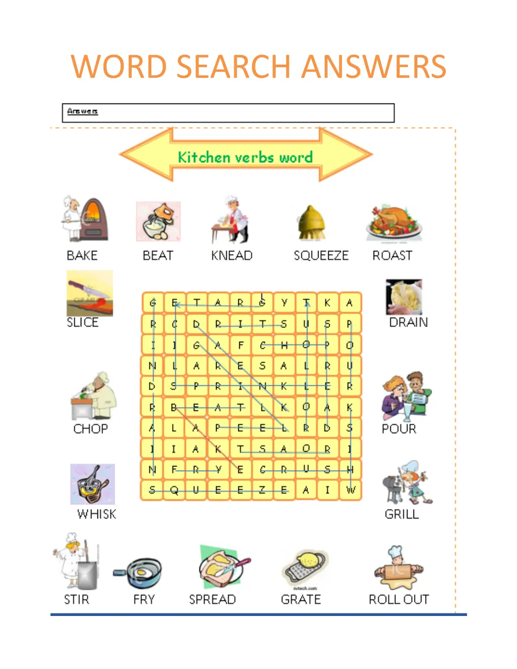 word search answers