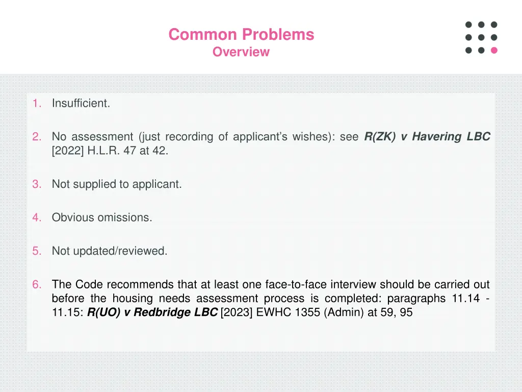 common problems overview