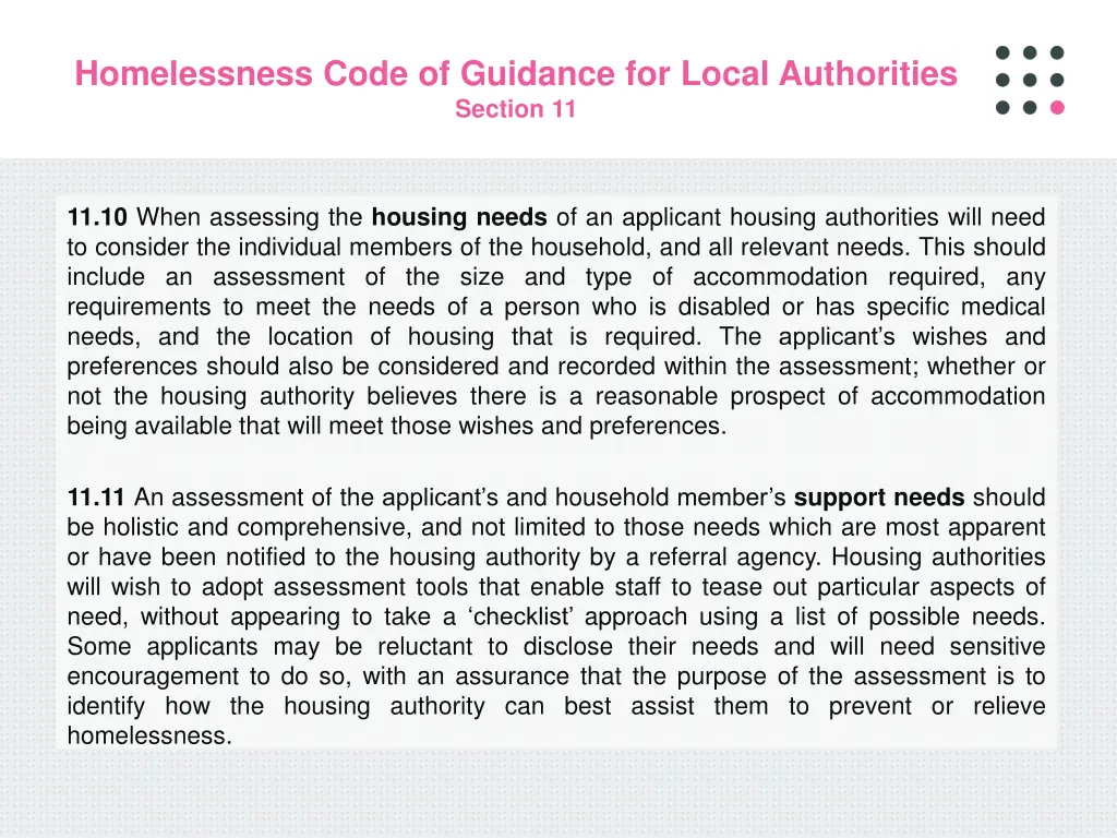 homelessness code of guidance for local