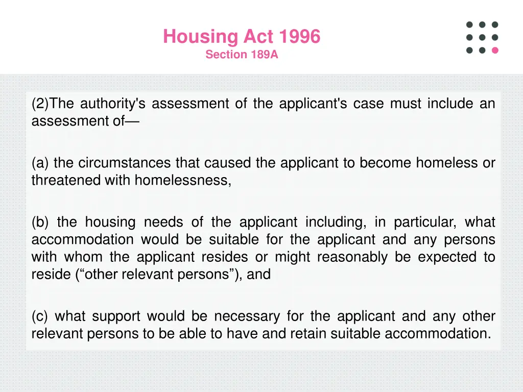 housing act 1996 section 189a