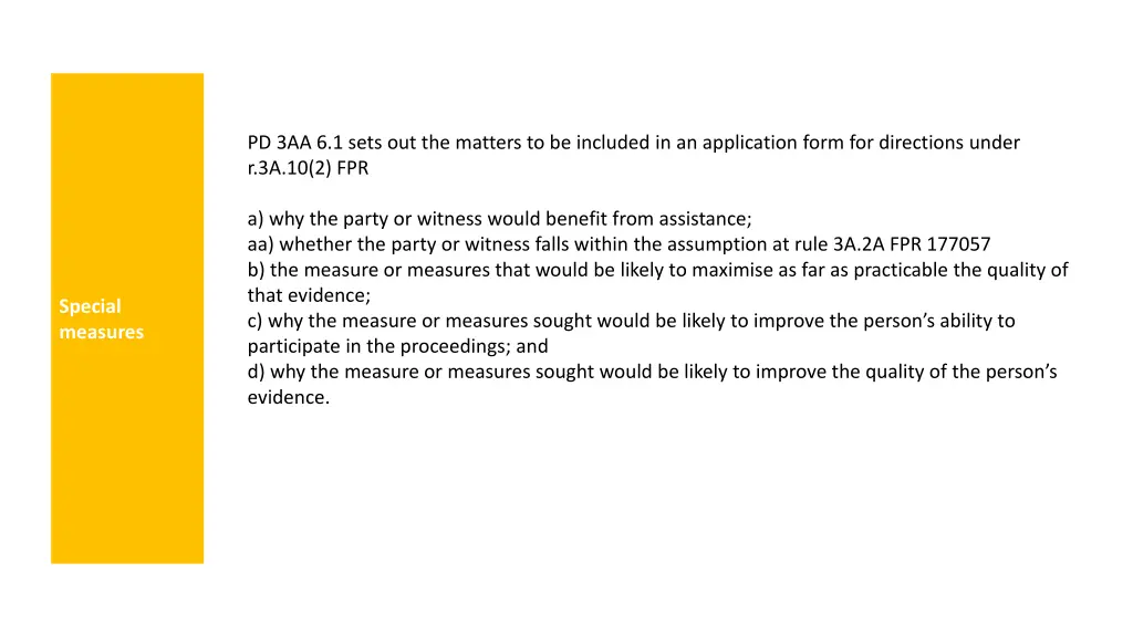 pd 3aa 6 1 sets out the matters to be included