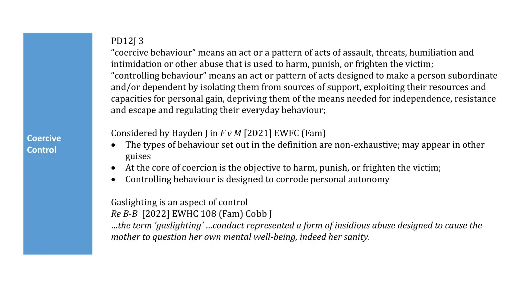 pd12j 3 coercive behaviour means