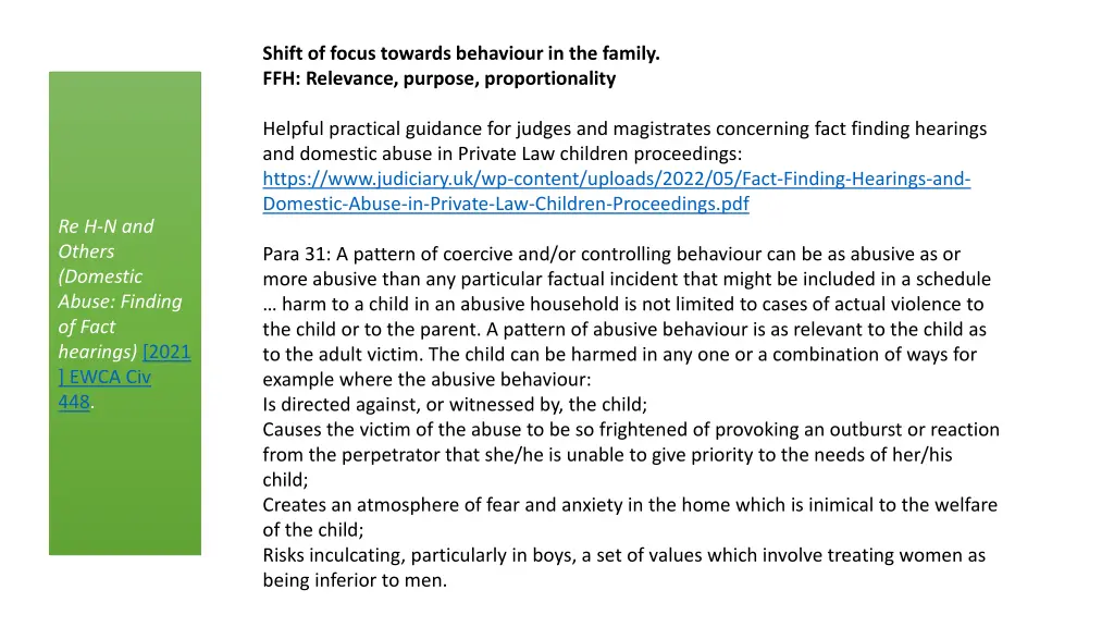 shift of focus towards behaviour in the family