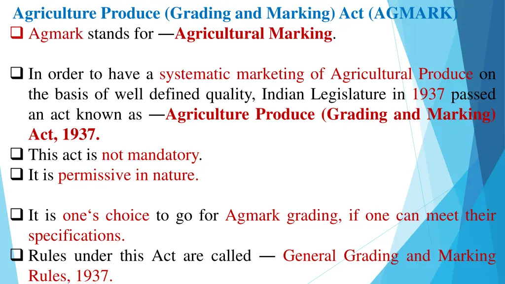 agriculture produce grading and marking