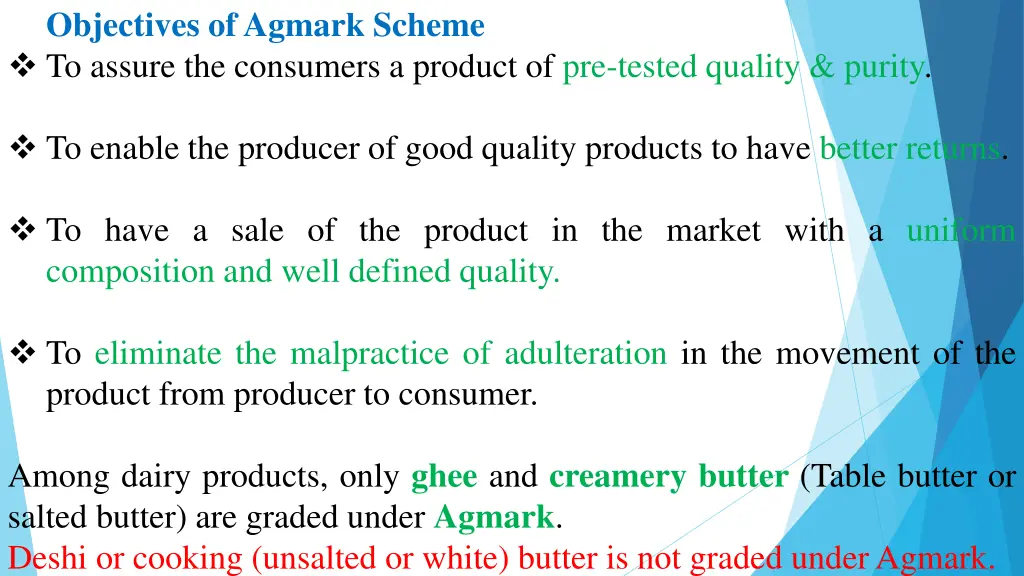 objectives of agmark scheme to assure