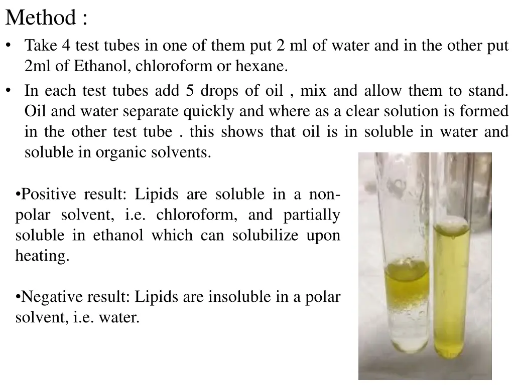 method take 4 test tubes in one of them