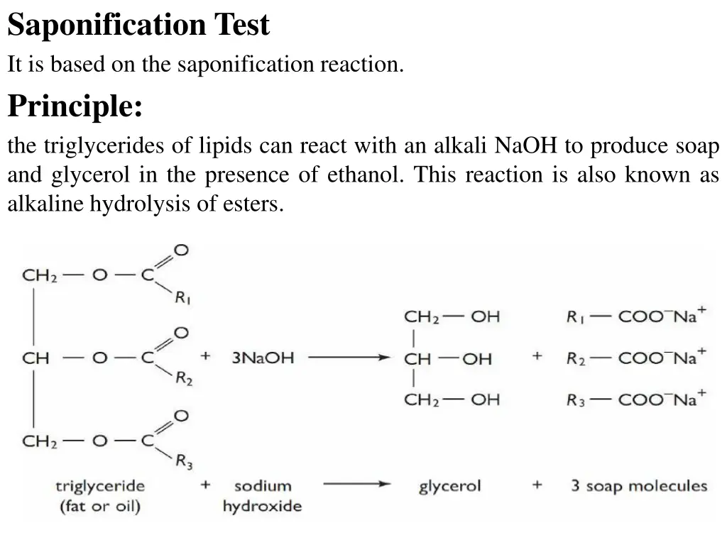 saponification test it is based