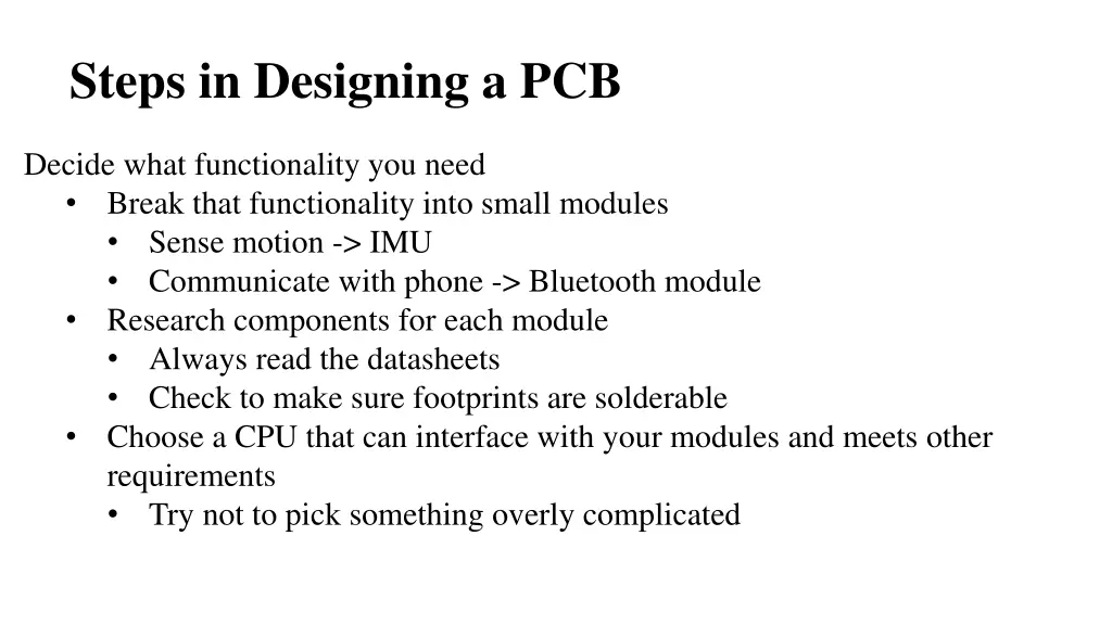 steps in designing a pcb