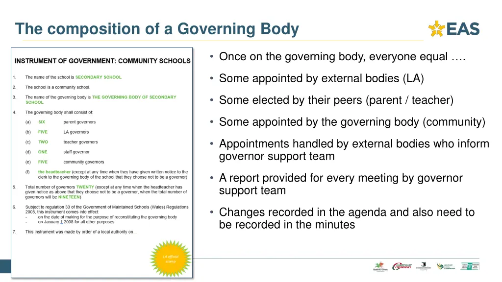 the composition of a governing body