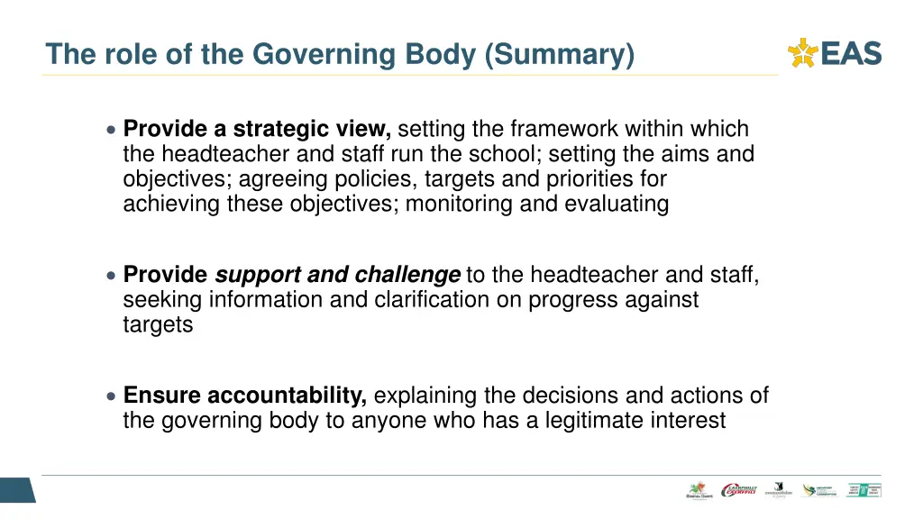 the role of the governing body summary