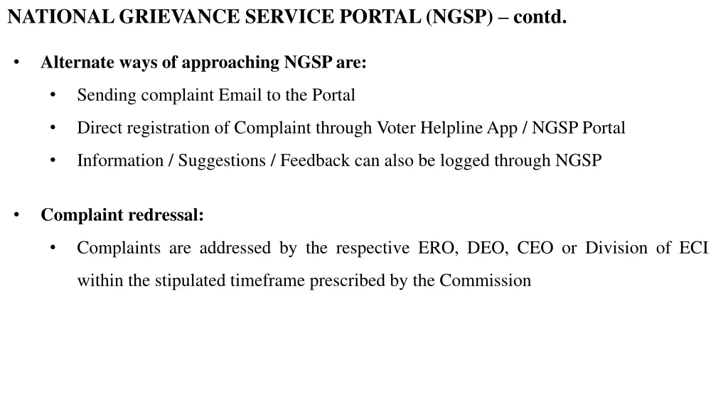 national grievance service portal ngsp contd