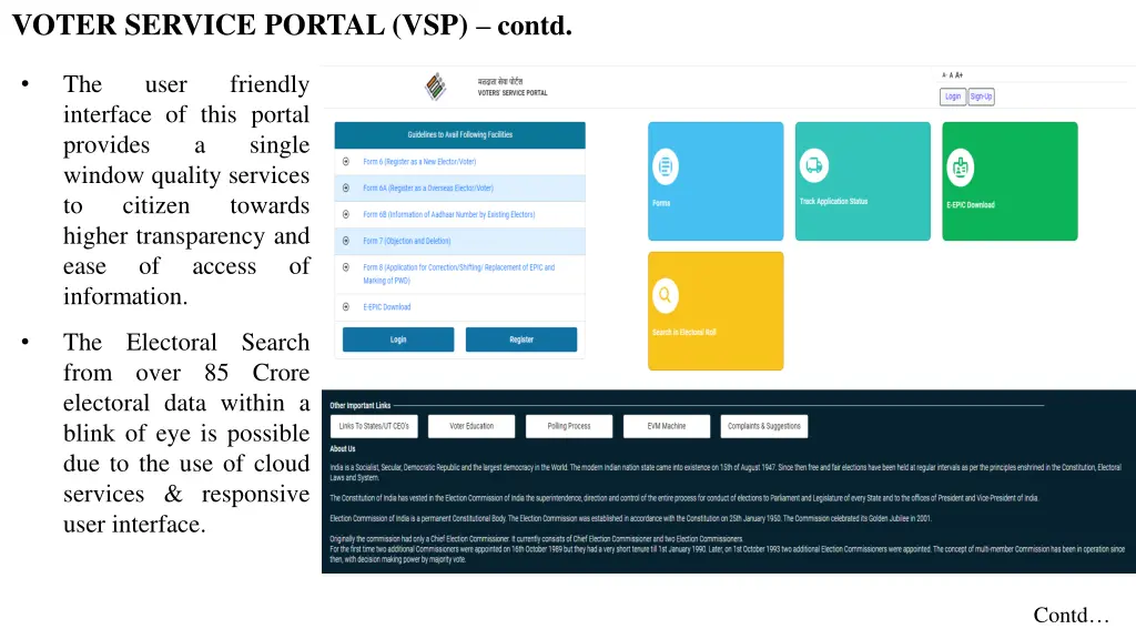 voter service portal vsp contd