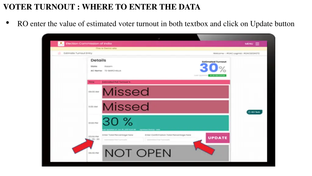 voter turnout where to enter the data