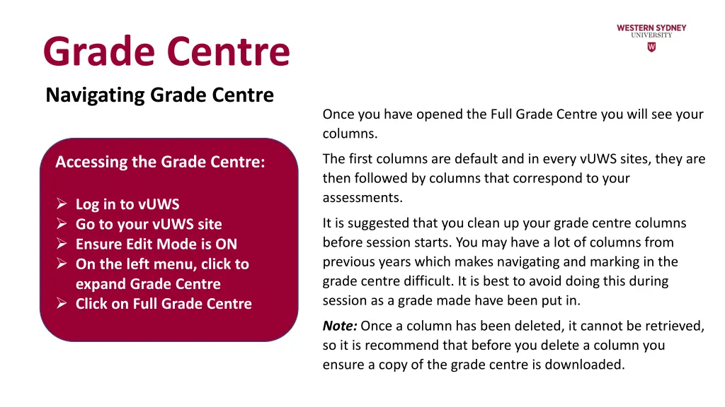 grade centre navigating grade centre