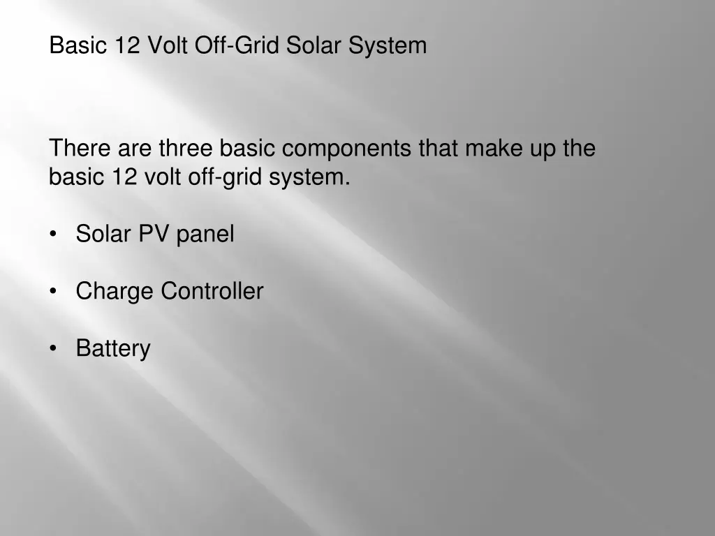 basic 12 volt off grid solar system