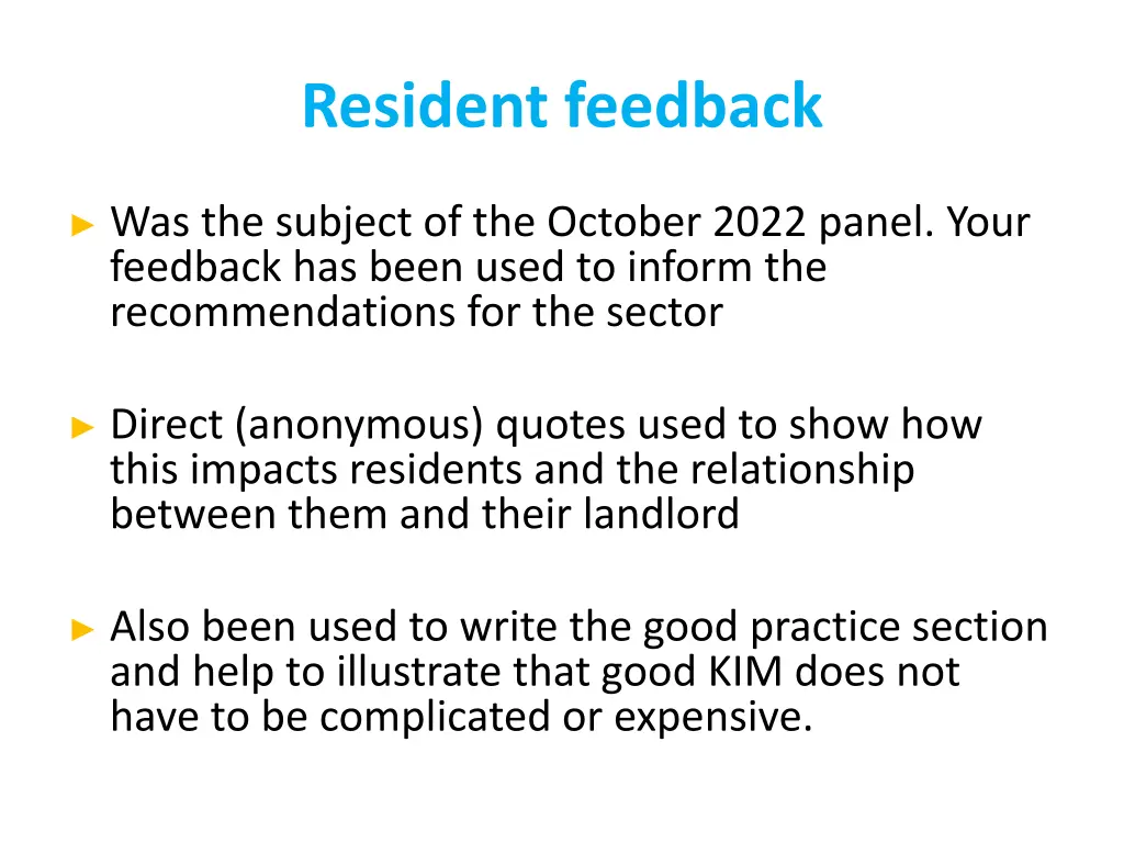 resident feedback