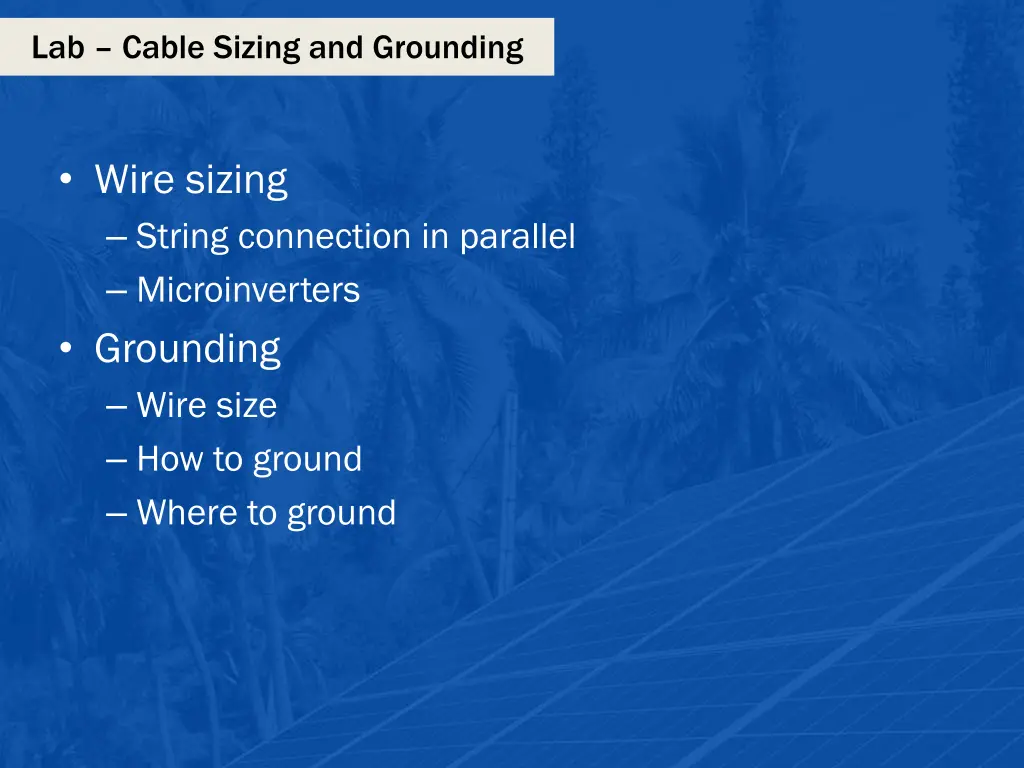 lab cable sizing and grounding