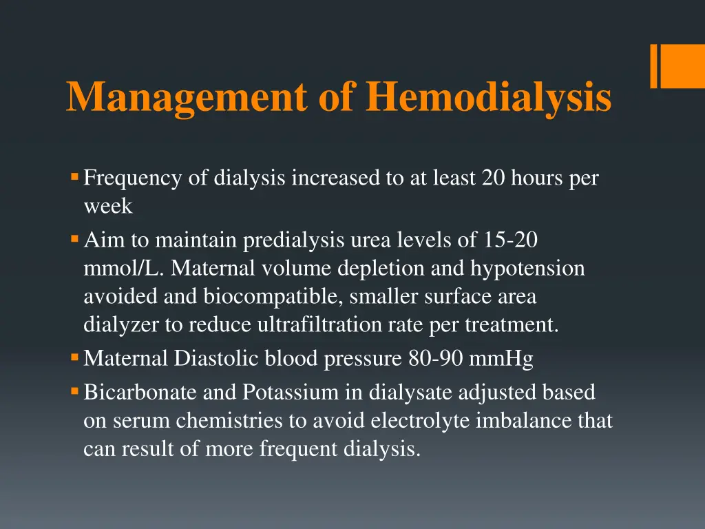 management of hemodialysis