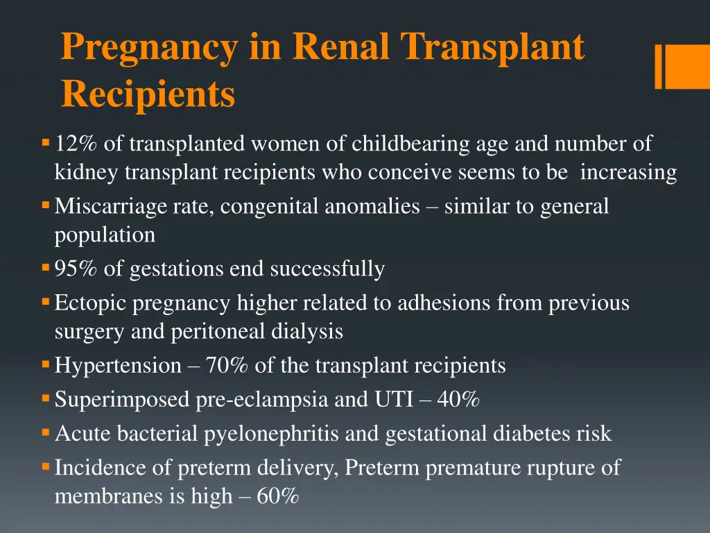 pregnancy in renal transplant recipients