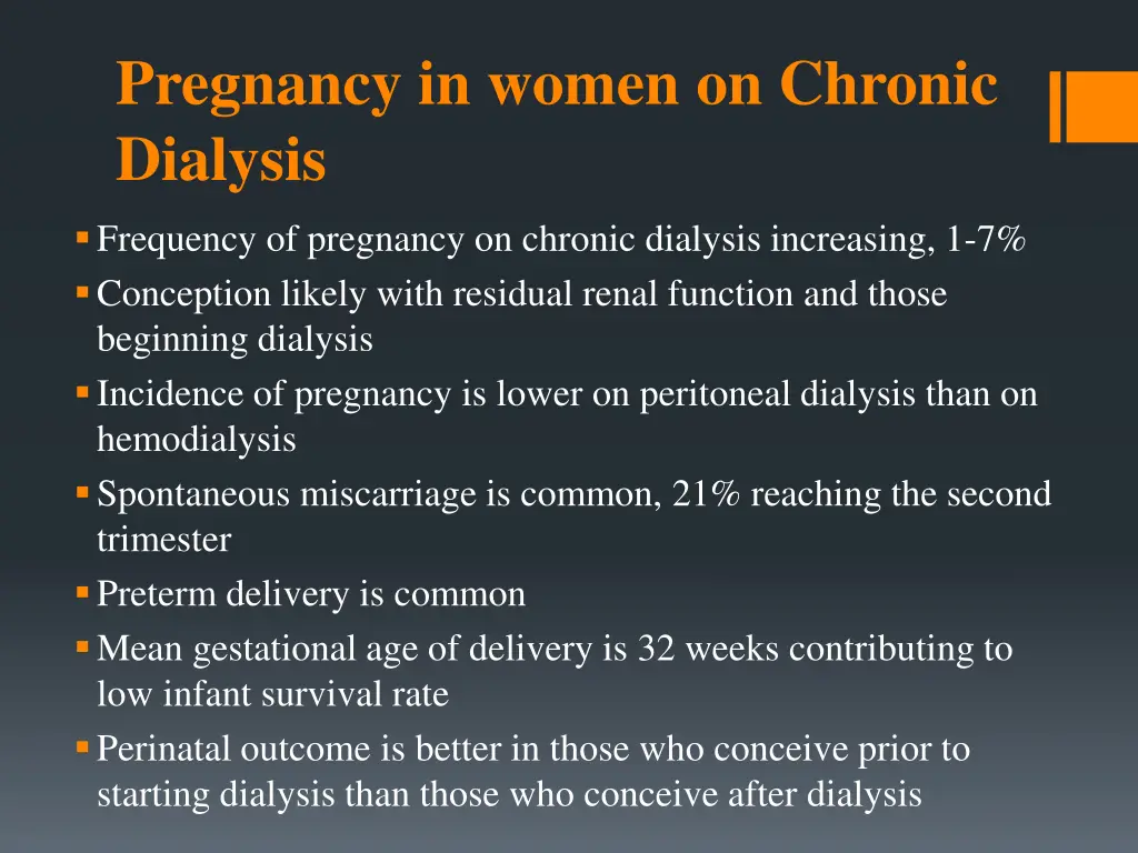 pregnancy in women on chronic dialysis