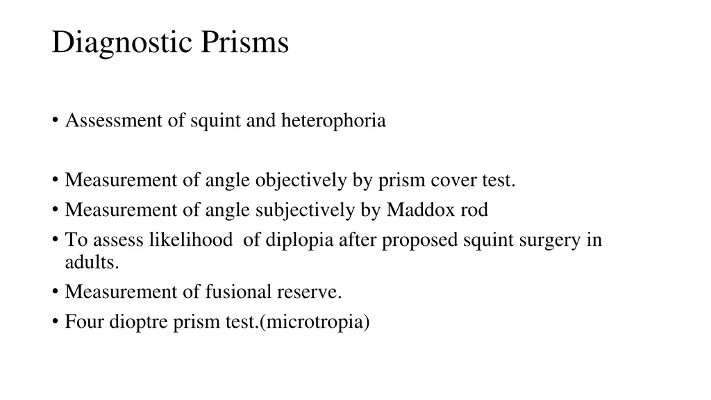 diagnostic prisms