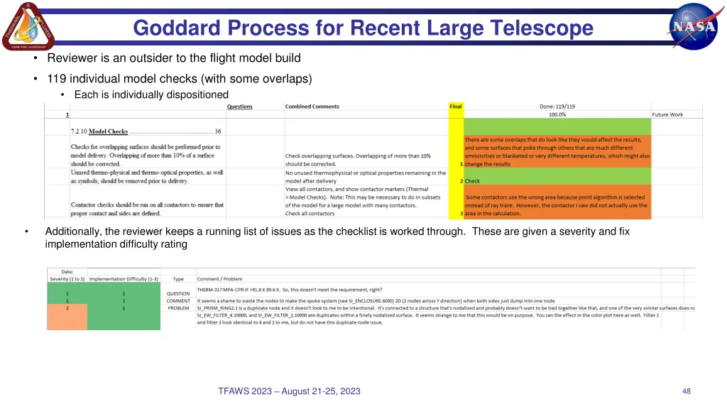 goddard process for recent large telescope