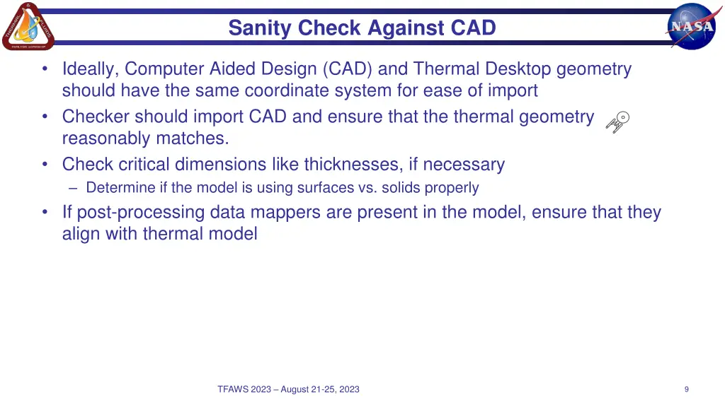 sanity check against cad