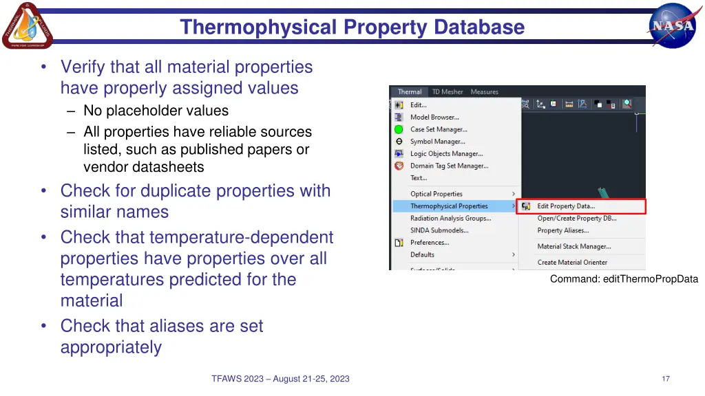 thermophysical property database