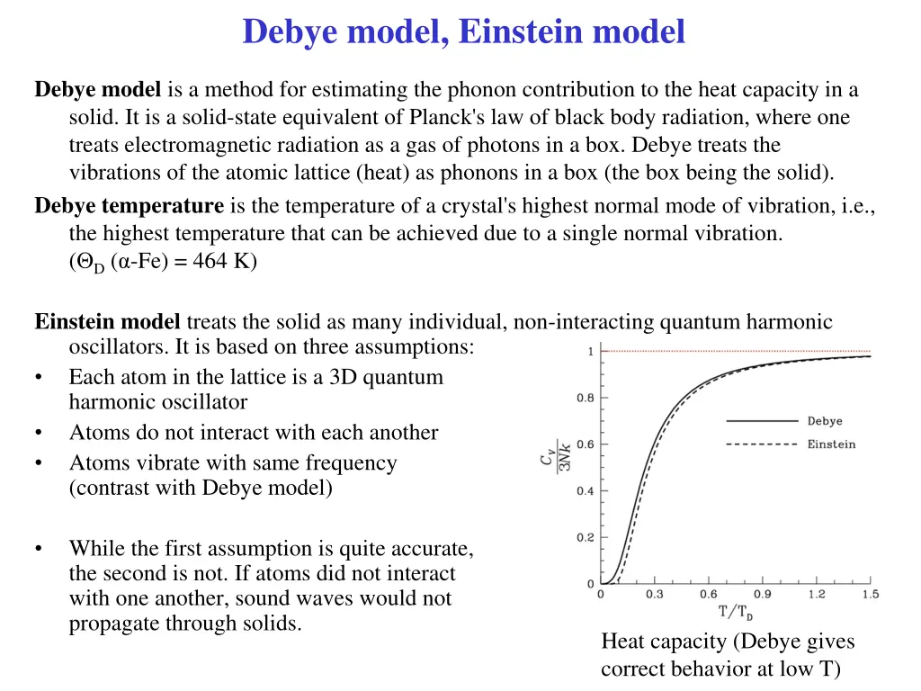 debye model einstein model