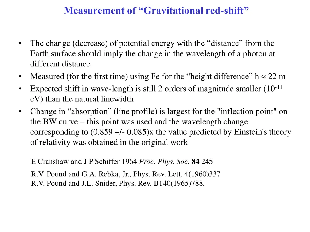 measurement of gravitational red shift
