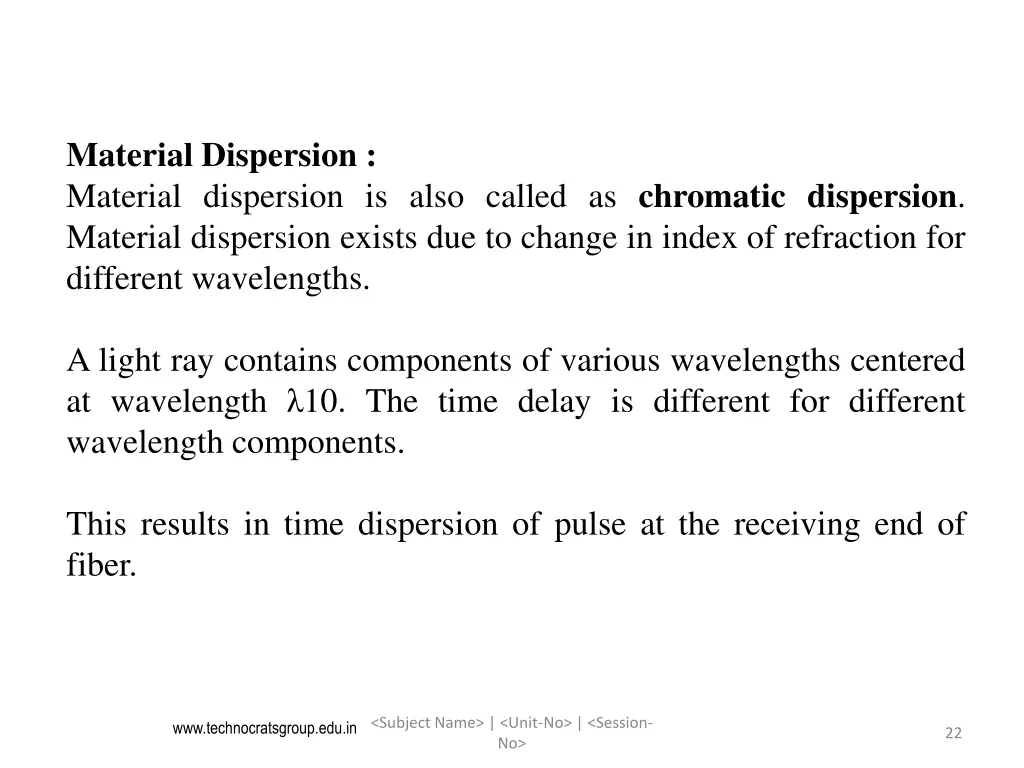 material dispersion material dispersion is also